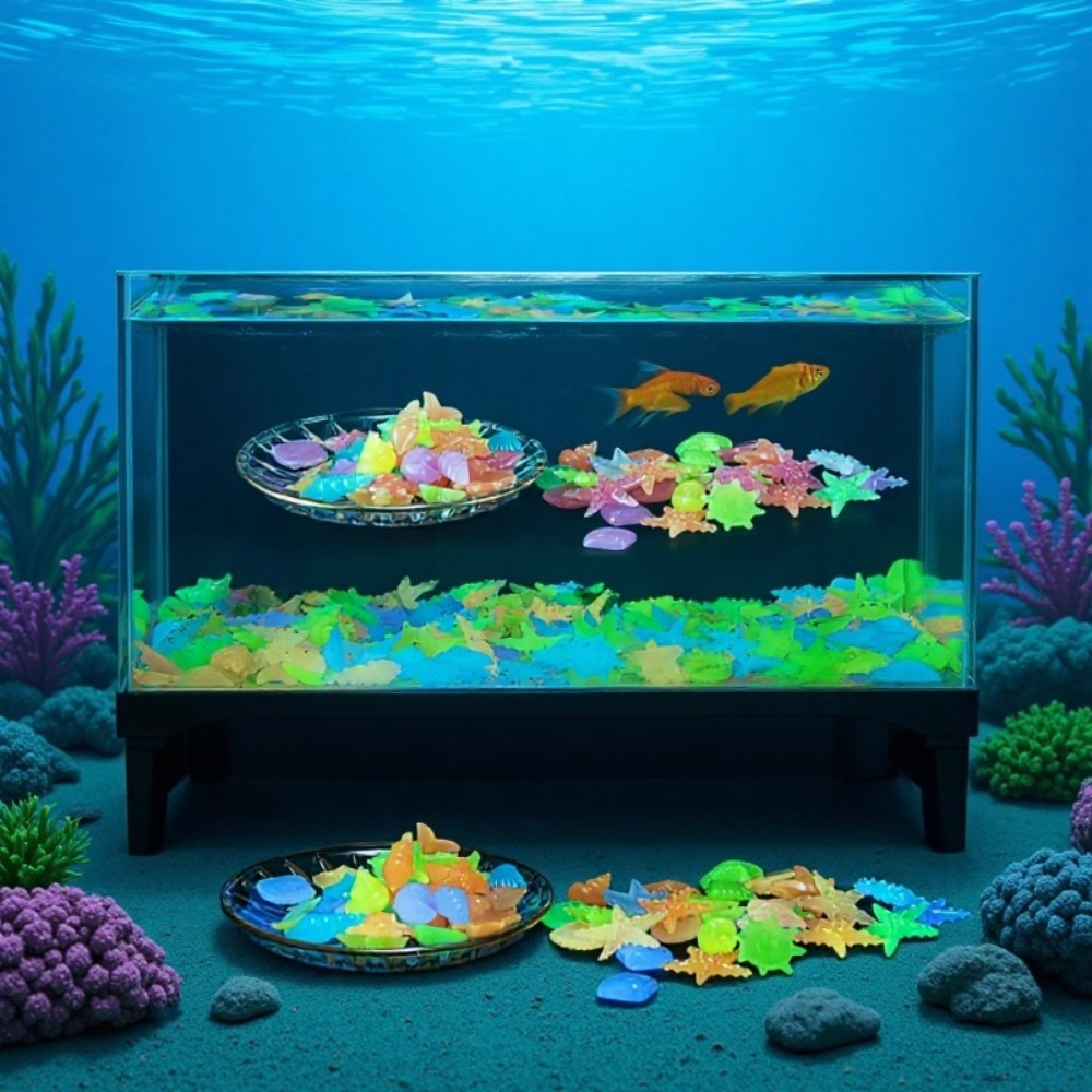 Aquarium Plant Nursery - Pierres océaniques lumineuses, coquilles fluorescentes, étoiles