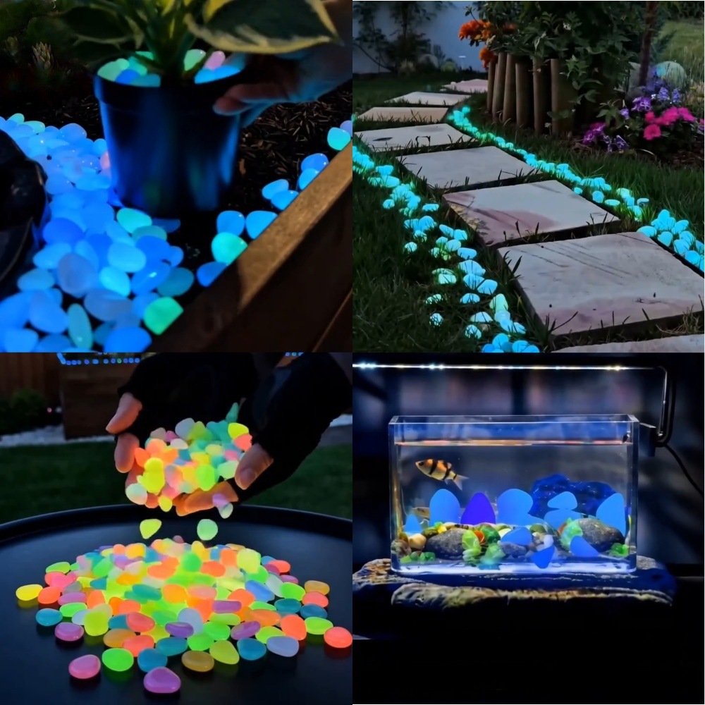 Aquarium Plant Original - Galets lumineux colorés qui brillent dans